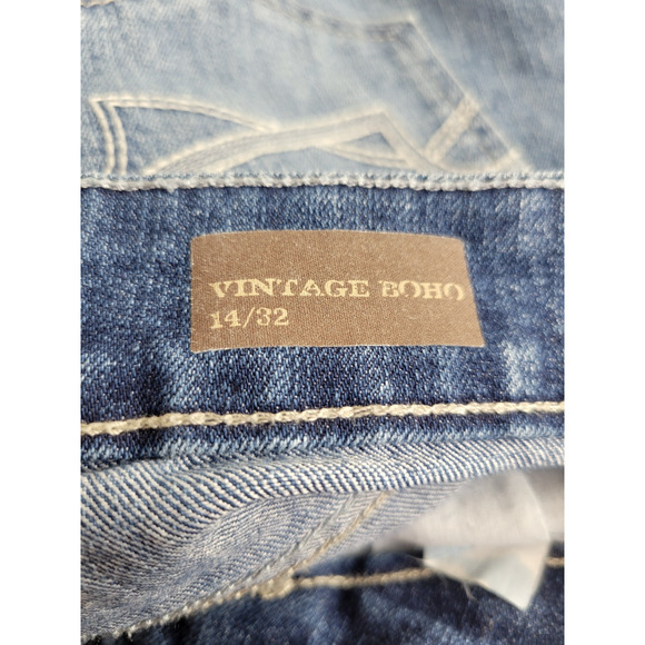 Nine West Jeans Blue Denim Vintage Boho Cuffed High Rise Cropped Women's Size 14 - Picture 11 of 12